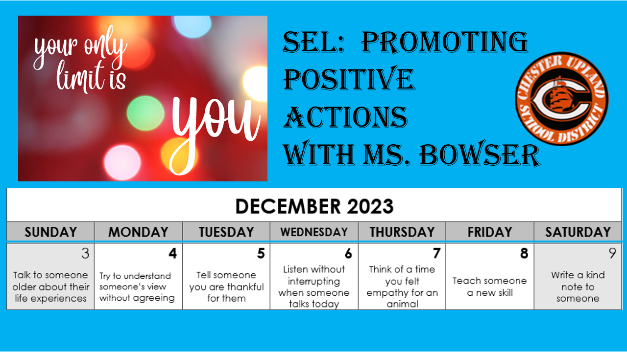  image of a calendar with SEL activities